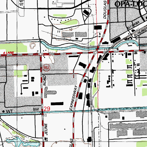 Topographic Map of Le Jeune Industrial Park, FL