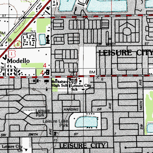 Topographic Map of Leisure City K - 8 Center, FL