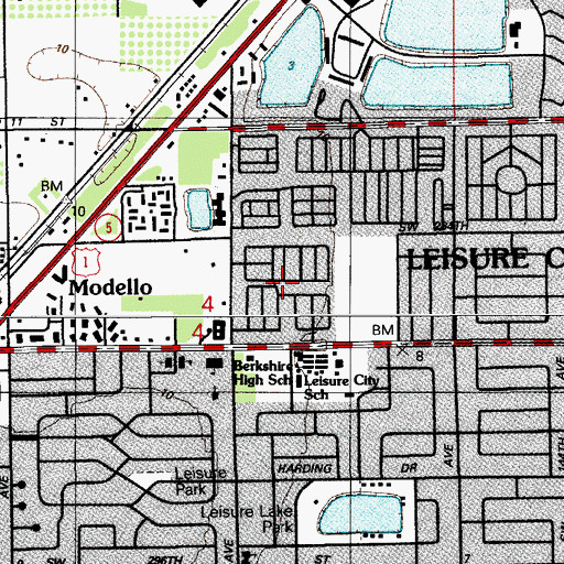 Topographic Map of Leisure Mobile Home Park-Modello Park, FL