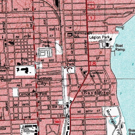 Topographic Map of Lemon City Library, FL