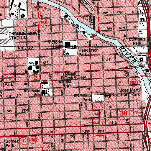 Topographic Map of Lincoln Marti Schools, FL