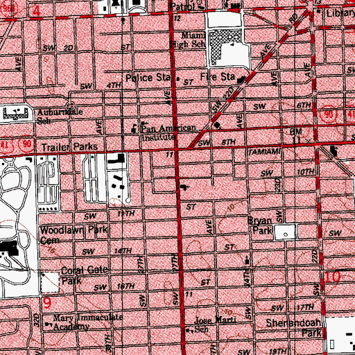 Topographic Map of Lincoln Marti Schools, FL