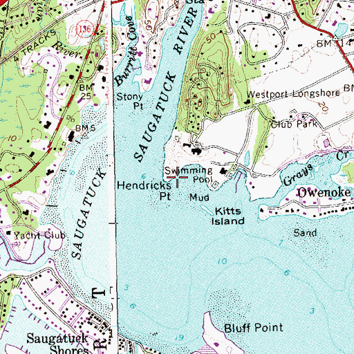 Topographic Map of Hendricks Point, CT