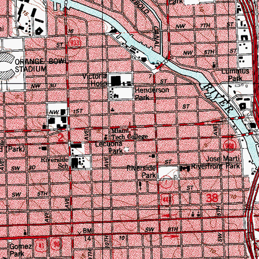 Topographic Map of Lincoln-Marti School, FL