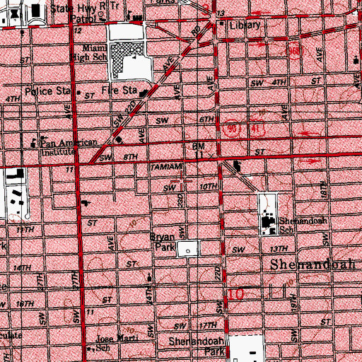 Topographic Map of Lincoln-Marti School 1st Campus, FL