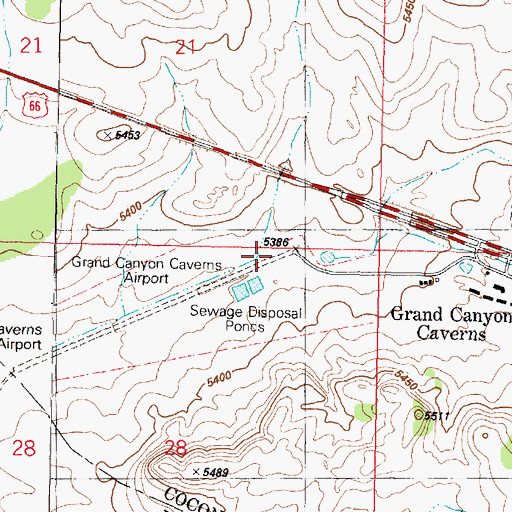 Topographic Map of Grand Canyon Caverns Airport, AZ