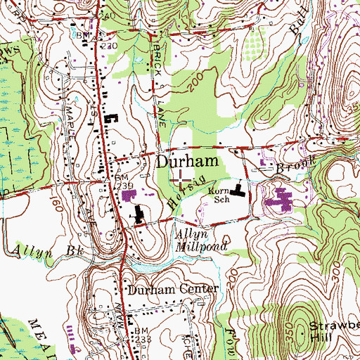 Topographic Map of Hersig Brook, CT