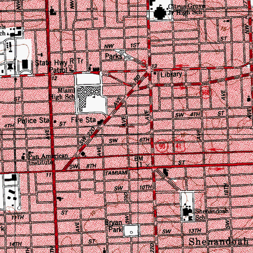 Topographic Map of Little Havana, FL