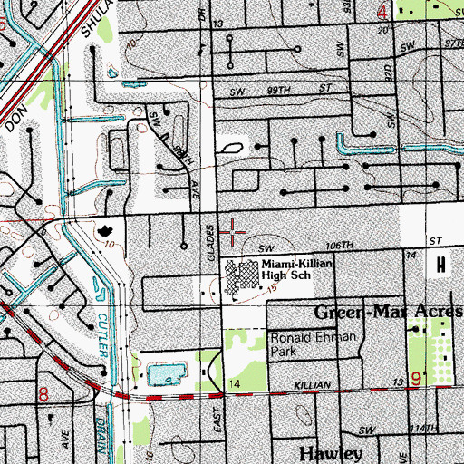 Topographic Map of Killian Oaks Academy, FL