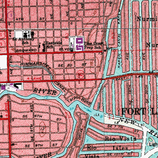 Topographic Map of Kindred Hospital Fort Lauderdale, FL