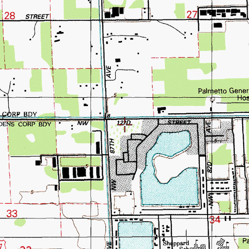 Topographic Map of Lago Mar Shopping Center, FL