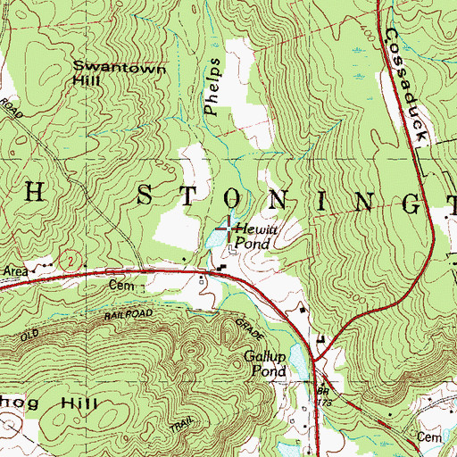 Topographic Map of Hewitt Pond, CT