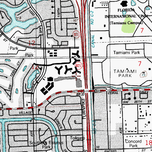 Topographic Map of Las Americas Central Number 5 Shopping Center, FL