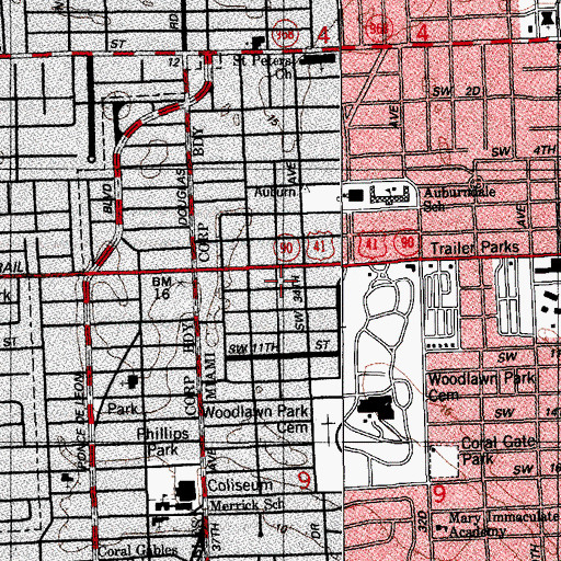 Topographic Map of Las Americas Day Care Center, FL