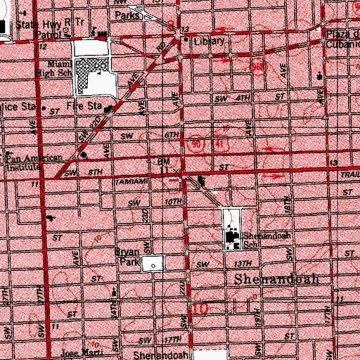 Topographic Map of Latin American Art Museum, FL