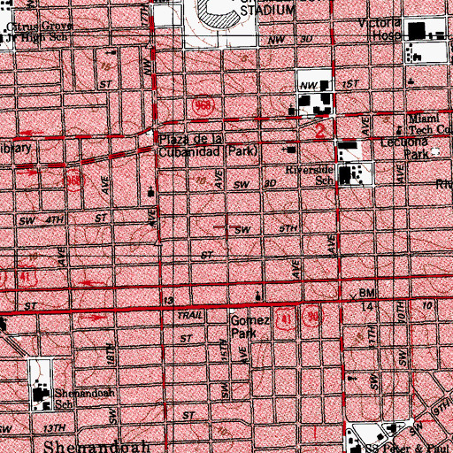 Topographic Map of Latin Quarter, FL
