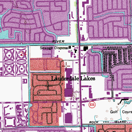 Topographic Map of Lauderdale Lakes Branch Library, FL