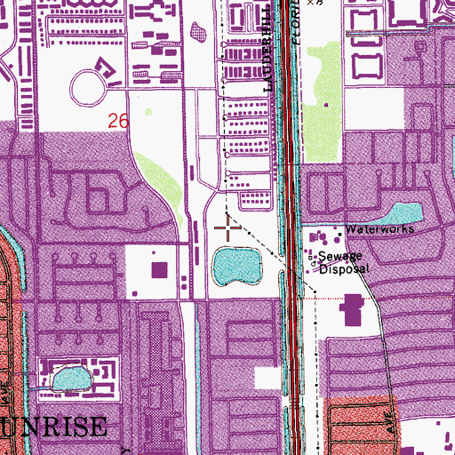 Topographic Map of Lauderhill City Hall Complex Branch Library, FL