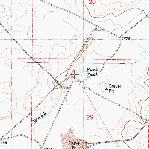 Topographic Map of Buck Tank, AZ