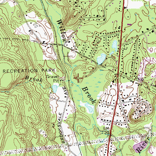 Topographic Map of Hickory Brook, CT