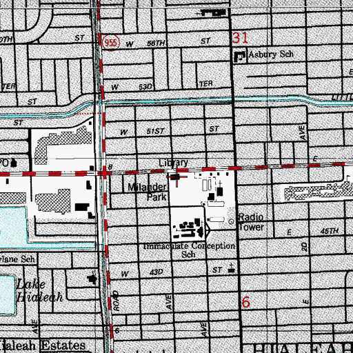 Topographic Map of John F Kennedy Library, FL