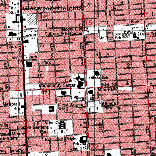 Topographic Map of Joseph Caleb Community Center, FL