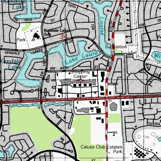 Topographic Map of Kendale Lakes Plaza, FL