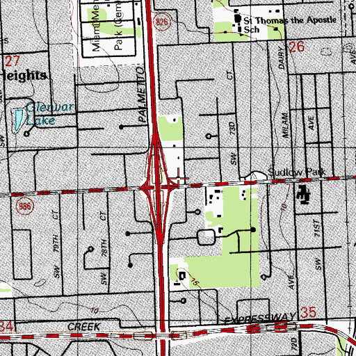 Topographic Map of Kendall Academy, FL