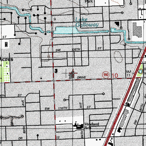 Topographic Map of Kendall Christian School, FL