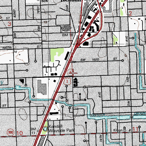 Topographic Map of Kendall United Methodist Day School, FL