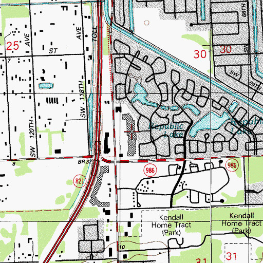 Topographic Map of Kendall Value Shopping Center, FL