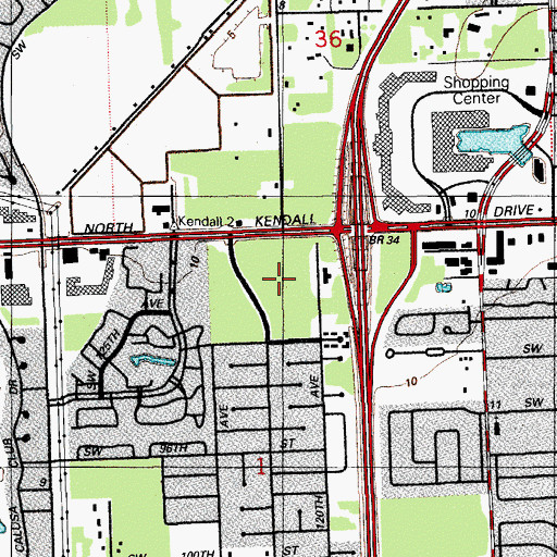 Topographic Map of Kendall-Gate Shopping Center, FL