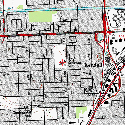 Topographic Map of Kenwood School, FL