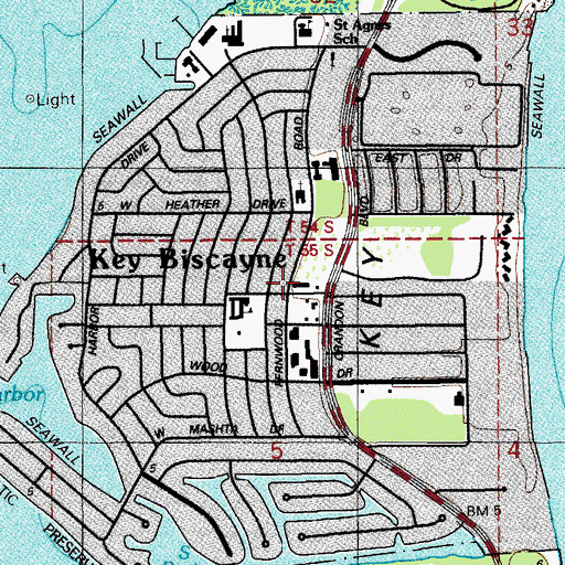 Topographic Map of Key Biscayne Chamber of Commerce, FL