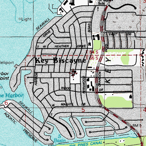 Topographic Map of Key Biscayne Community School, FL