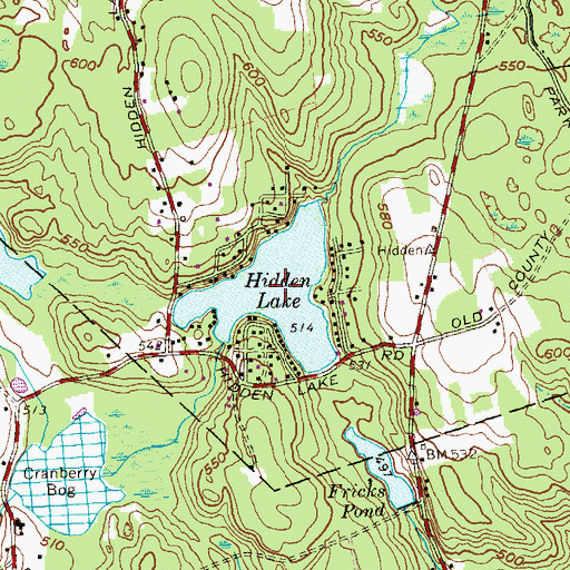 Topographic Map of Hidden Lake, CT