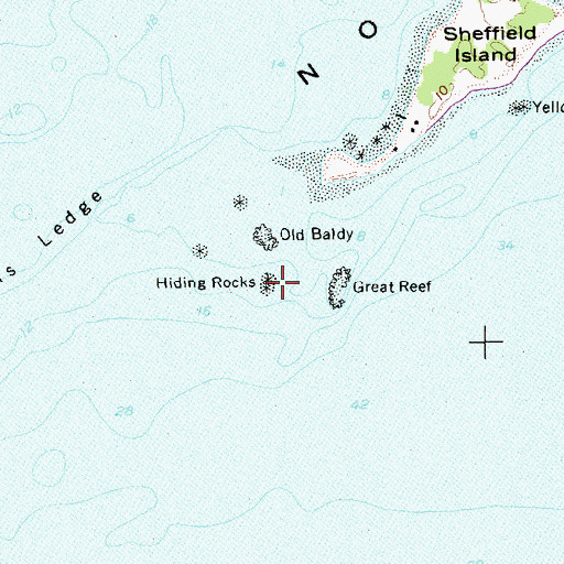 Topographic Map of Hiding Rocks, CT