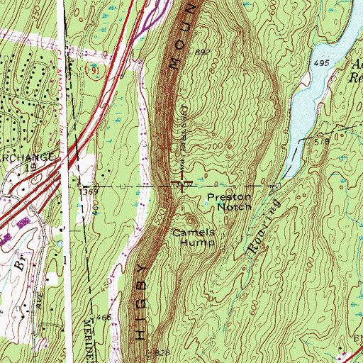 Topographic Map of Higby Mountain, CT