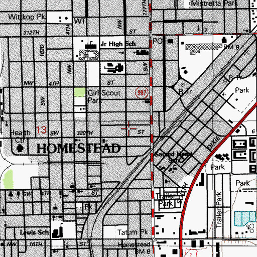 Topographic Map of Homestead Chamber of Commerce, FL