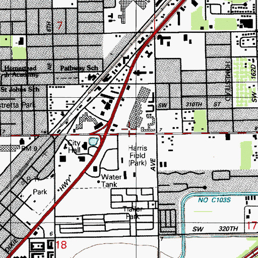 Topographic Map of Homestead Family YMCA Day Care Center, FL