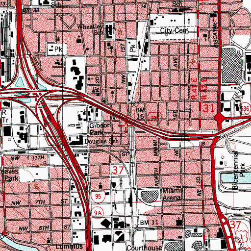 Topographic Map of Homestead Manor, FL