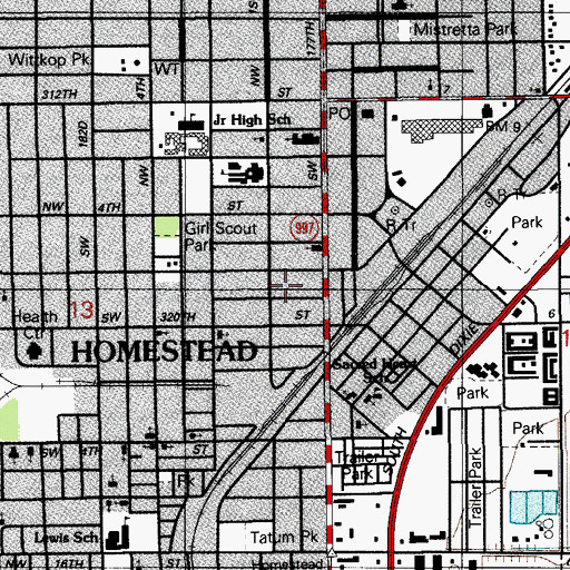 Topographic Map of Homestead Police Department, FL