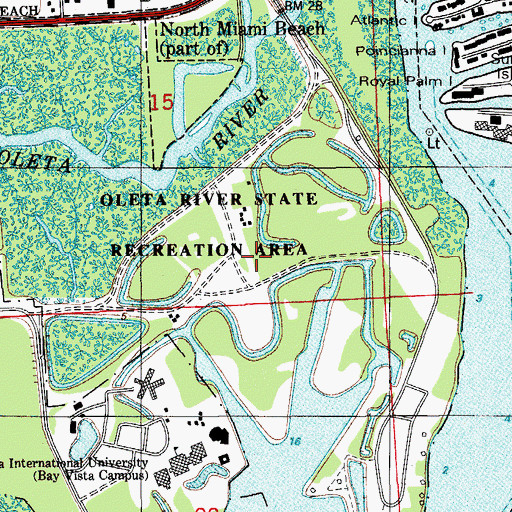 Topographic Map of Interama, FL
