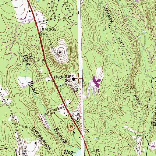 Topographic Map of High Hill School, CT