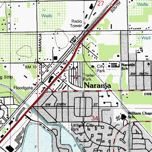 Topographic Map of Isla-Gold Mobile Home and Recreational Vehicle, FL
