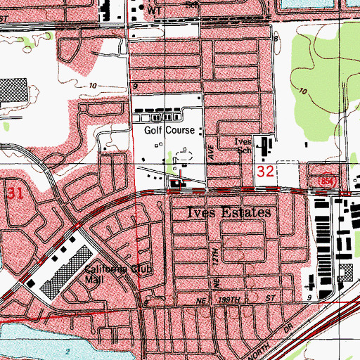 Topographic Map of Ives Dairy Road Christian School, FL