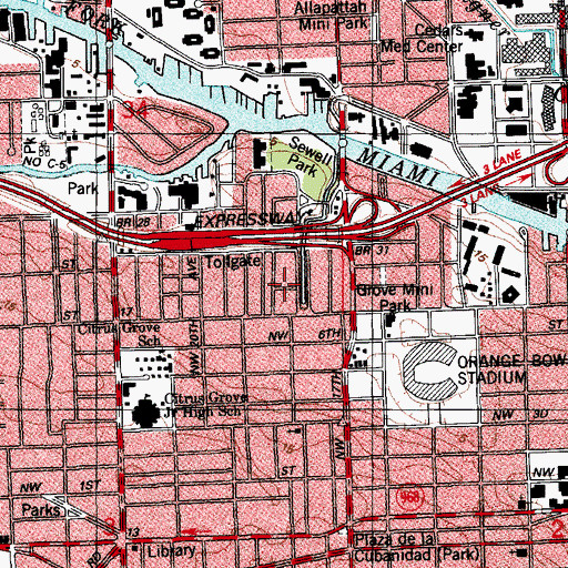 Topographic Map of Jackson Plaza Nursings and Rehabiliation Center, FL