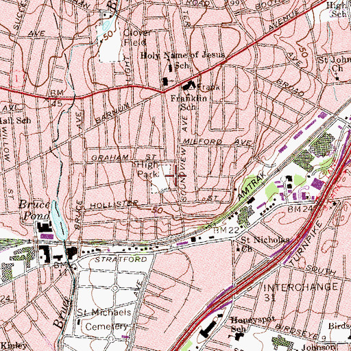 Topographic Map of High Park, CT