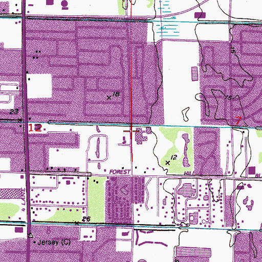 Topographic Map of Jefferson Davis Adult School, FL