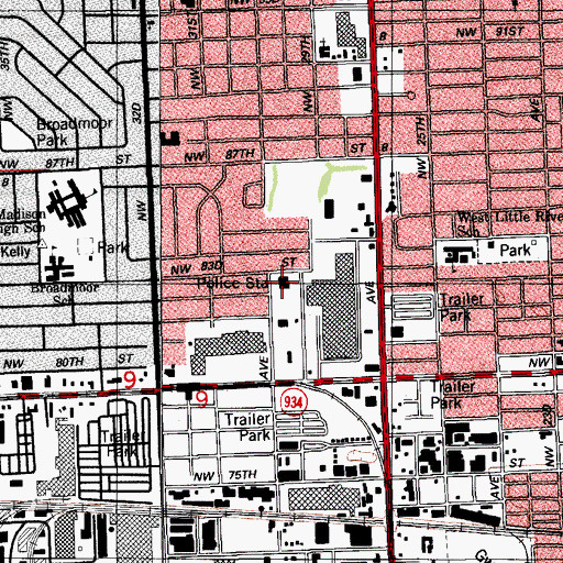 Topographic Map of Hialeah Metro Police Sub-Station Number 2, FL
